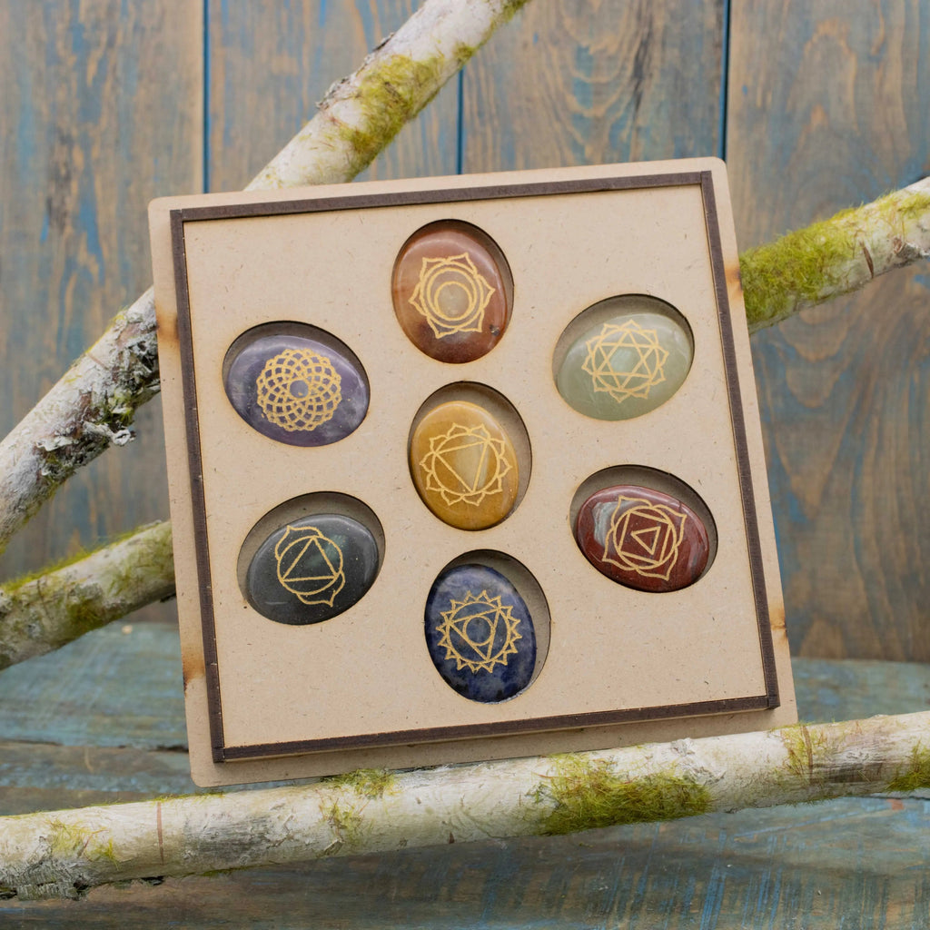Chakra Stones Boxed Set - Yoga Lotus Design