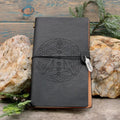 Leather Bound Crystal Journal - Chakra Lotus Design