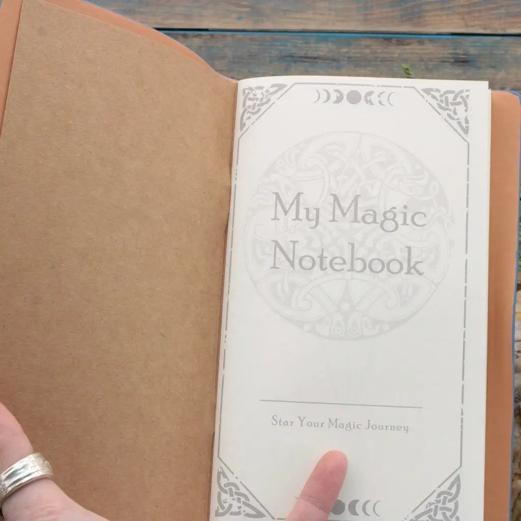 Leather Bound Crystal Journal - Chakra Lotus Design