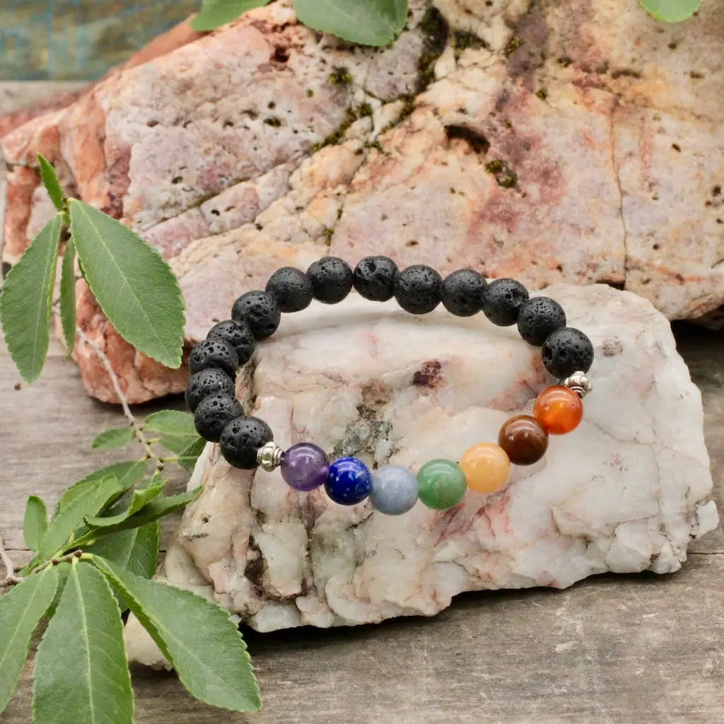 Chakra And Lava Bracelet