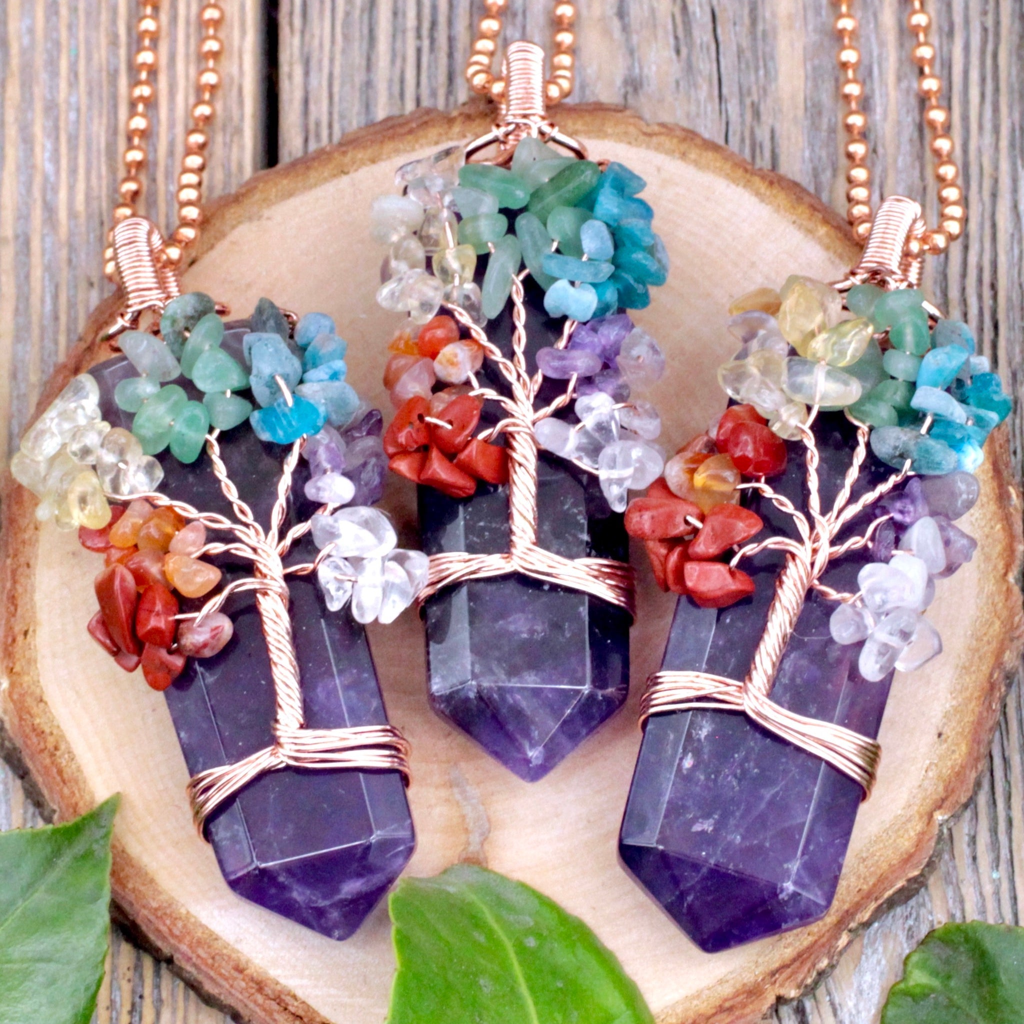 Chakra Tree Wire Wrap Pendant