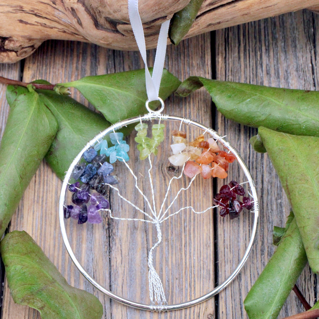 Gemstone Chakra Tree of Life Ornament