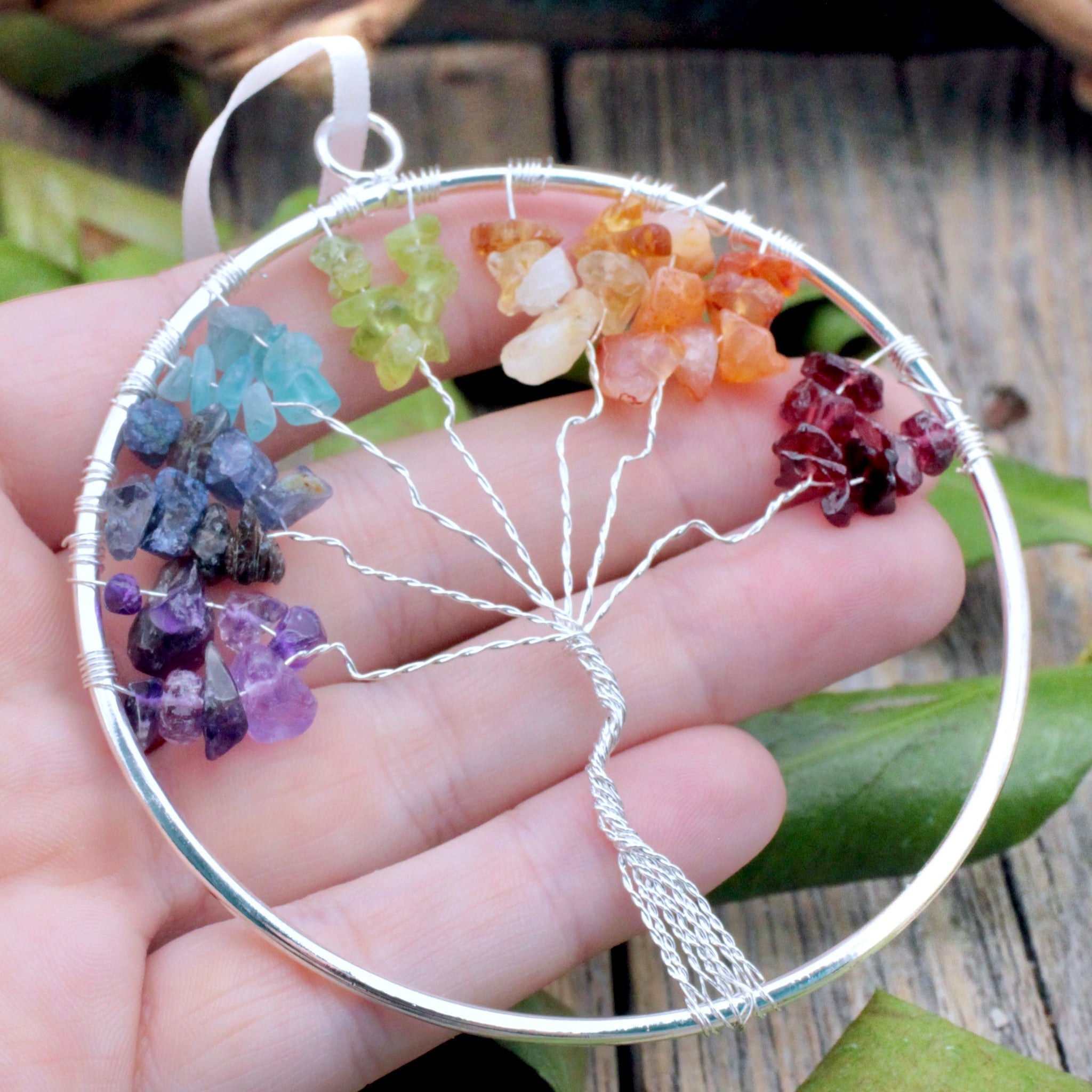 Gemstone Chakra Tree of Life Ornament